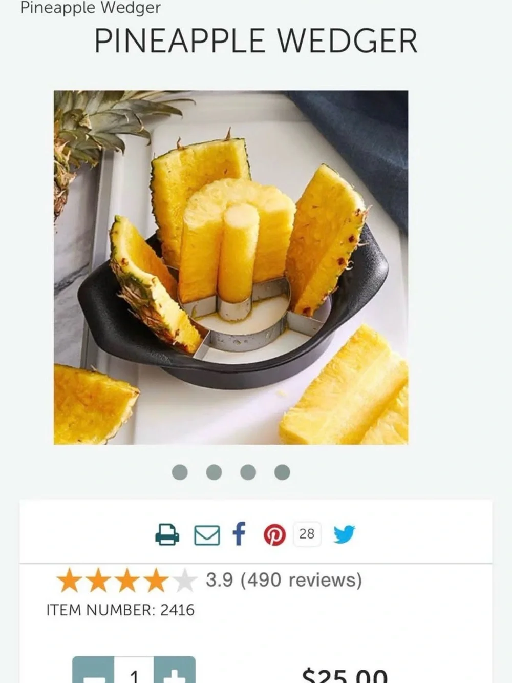 Pampered Chef Pineapple Wedger - Yellow and Green